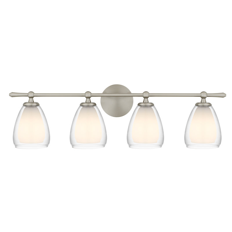 Éclairage pour salle de bain 4 lumières en nickel brossé Vivienne, Quatre lumières
