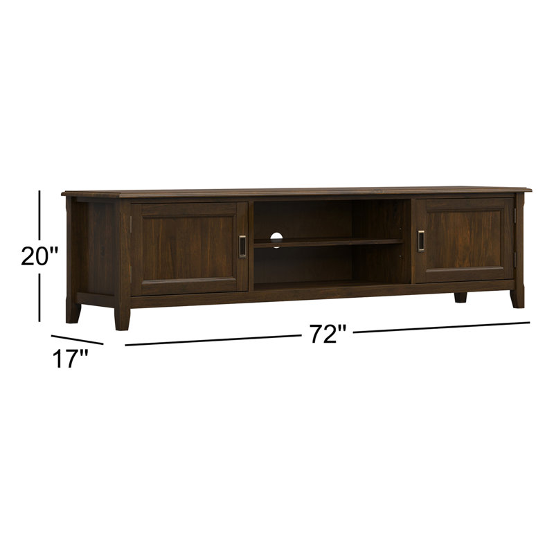 Burlington 72"W Solid Wood Transitional Low Profile TV Stand for TVs up to 80" with 2 Cabinets and Adjustable Shelf