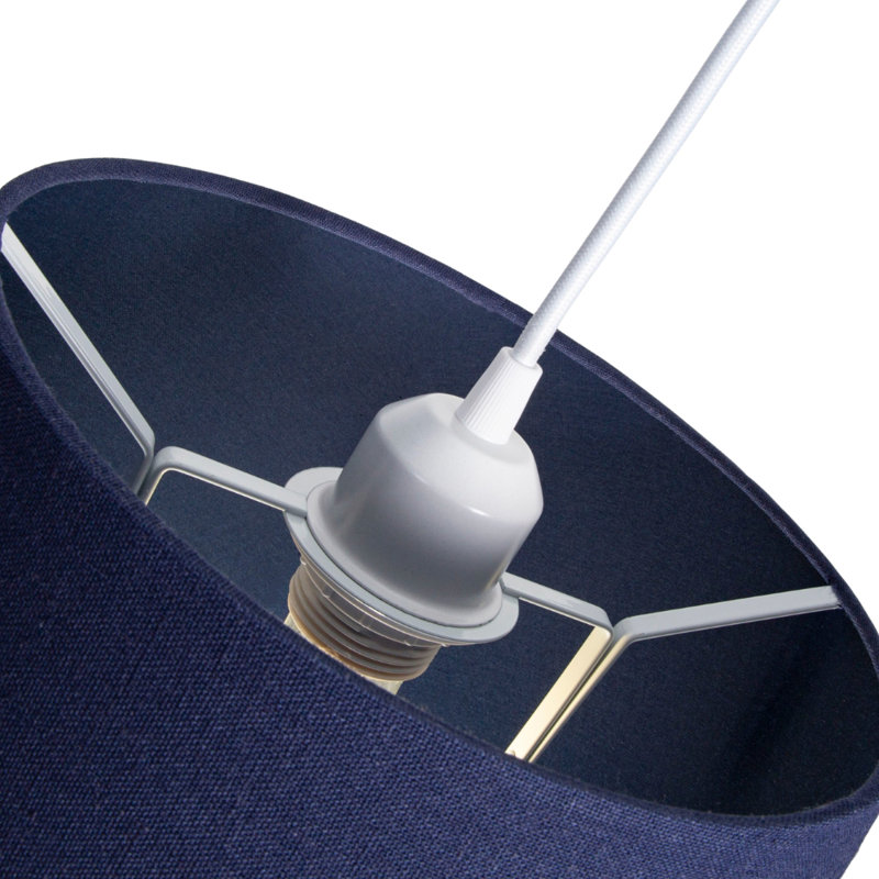 Traditional Linen Fabric Drum Shade for Pendant & Lampshade, Navy, 22cm H x 35cm W x 35cm D
