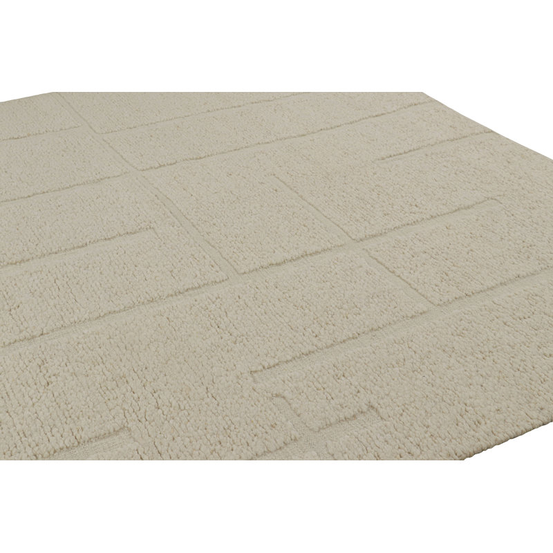 Handmade Oushak Wool Geometric Area Rug, Rectangle 10' x 14'