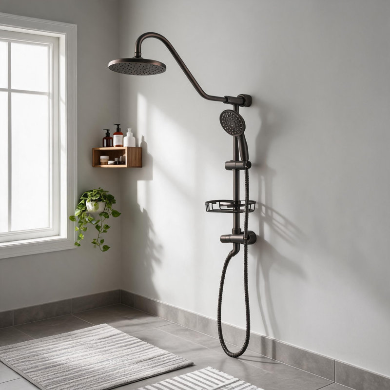 Pomme de douche en acier inoxydable bronze huilé avec système de douche à main avec buses en silicone autonettoyantes
