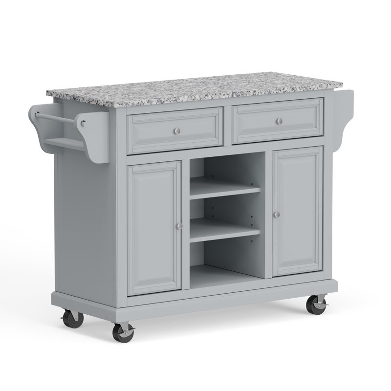 Îlot de cuisine de 52 po de large Raynham, Granit gris, Gris ultime