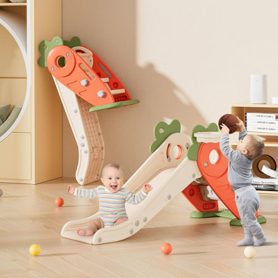 Suteck 51.2'' W Indoor and Outdoor Plastic Freestanding Slide