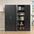 Black Kitchen Pantry Cabinet, 71 Inch Tall Metal Storage Cabinet with Doors and Shelves, Pantry Cabinets for Kitchen Storage, Freestanding Cupboard for Living, Dining Room, Assemble Required-91438904