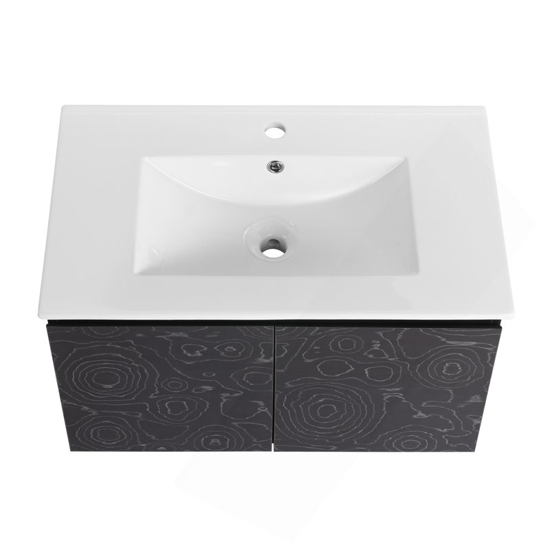 Meuble-lavabo mural flottant 30 po avec lavabo en céramique et porte d'armoire à fermeture en douceur