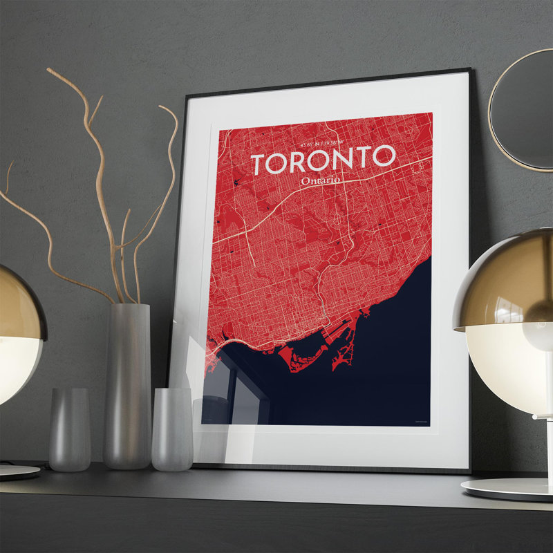 Toronto City Map In Nautical - No Frame Print, 27.6cm H x 19.7cm W x 0.05cm D