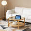 Table basse en rotin, table basse en bambou à 2 niveaux avec plateau en verre et tablette de rangement en rotin en PVC, table basse ronde moderne pour salon, bureau, naturel
