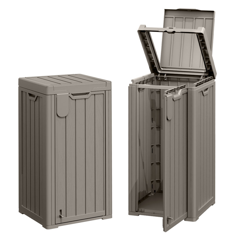 Poubelle d'extérieur 34 gallons, conception à double accès avec porte avant et porte-étiquette suspendu, ensemble de 2