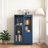 Cameron 2-door Navy Blue Modern Storage Cabinet With Glass Doors & Drawer, Adjustable Shelves, For Living Room, Bedroom, Entryway, Dining Room, Condo Or Office-1946140623