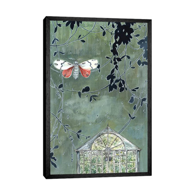 Greenhouse And Moth by Miri Eshet - Painting on Canvas