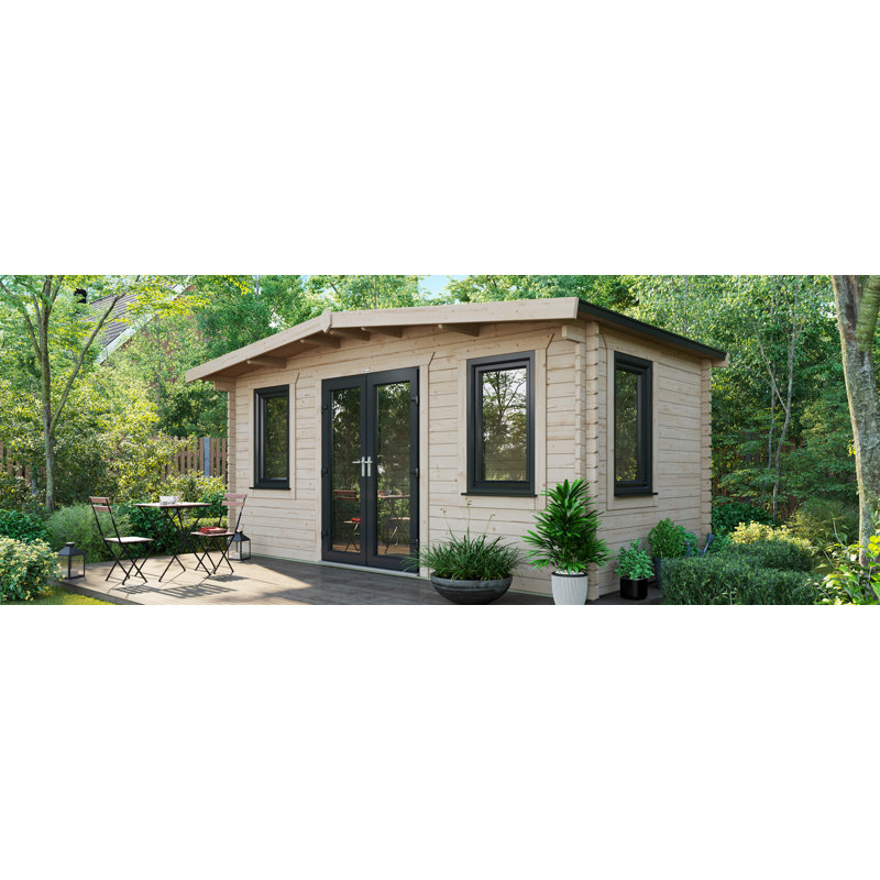 Powersheds Apex 8 x 16ft Chalet Log Cabin, Doors Central - 44mm