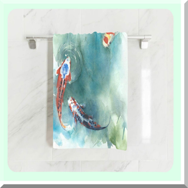 Koi Serenity Ultra Soft Hand Towel - Perfect for Bath, Hotel, Gym, Spa, Beach, and Exercise (16 x 30)