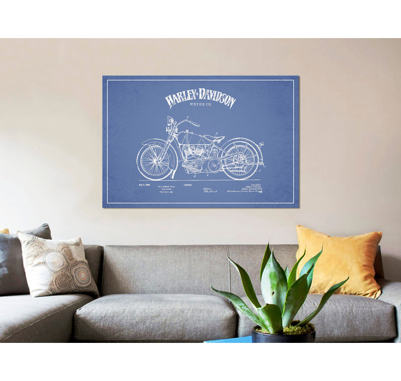 «Harley-Davidson Motorcycles II», impression sur toile, H 8 po x l 12 po x P 0,75 po, Pas de tapis, Toile tendue