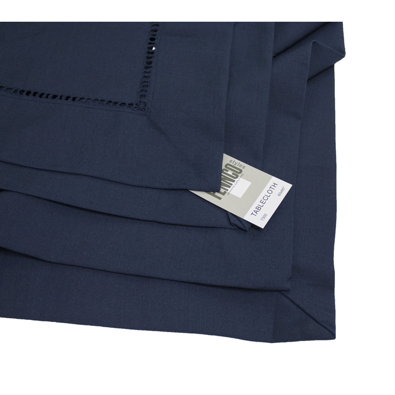 Nappe bleu marine à bordure ajourée, Carrée 60 po
