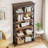 6-Tier Industrial Brown & Black Bookshelf