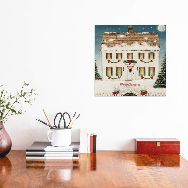 Merry Lil House Square - Merry Christmas by David Carter Brown - 1 Piece Wall Art on Canvas, Wrapped Canvas
