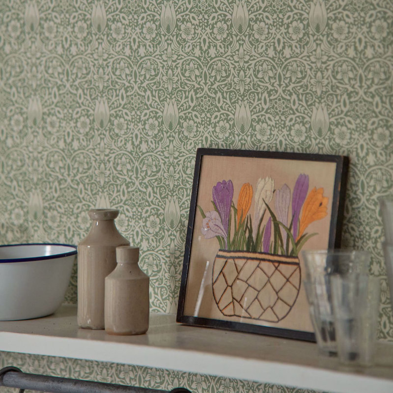 Borage 10.05m x 52cm Matte Wallpaper Roll, Green