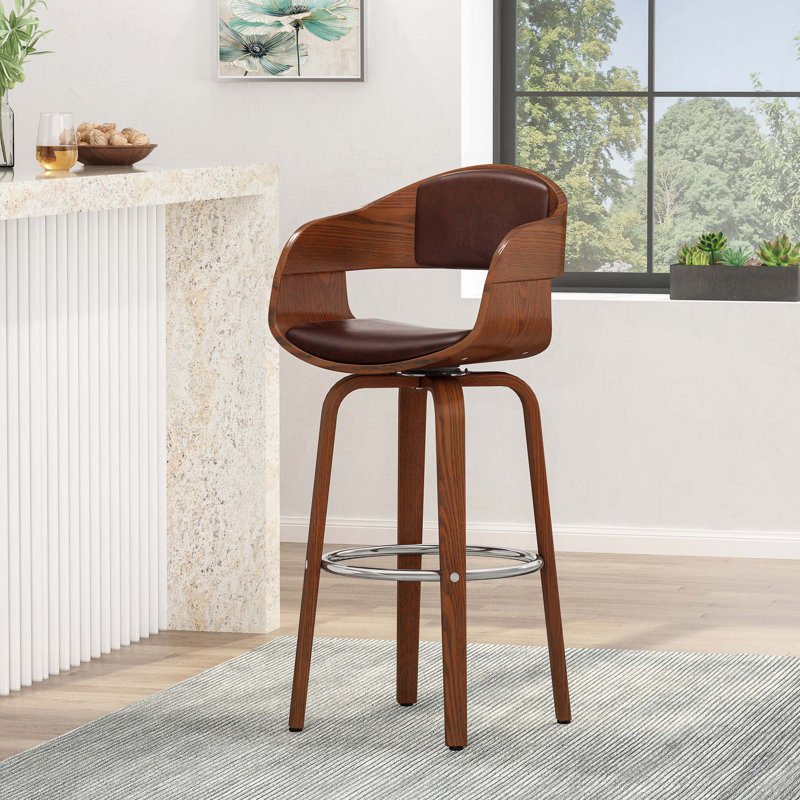 Tabouret tournant Mid-Century, Brun