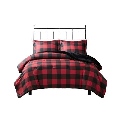 King/ King Faux Wool To Fur Comforter - Plaid , Soft And Warm, Easy Wash, - Size With Reverse Design, Cozy, Machine Washable, No Harmful Substances