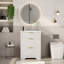 Meuble-lavabo cannelé avec lavabo - 2 tiroirs et rangement rabattable - Assemblage et nettoyage faciles - Armoire autoportante moderne, blanc, 24 po-1767297767-1767297764