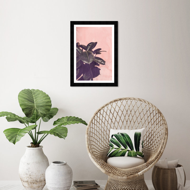 «Floral and Botanical Blush Plant Botanicals», reproduction d'art graphique encadrée sur papier
