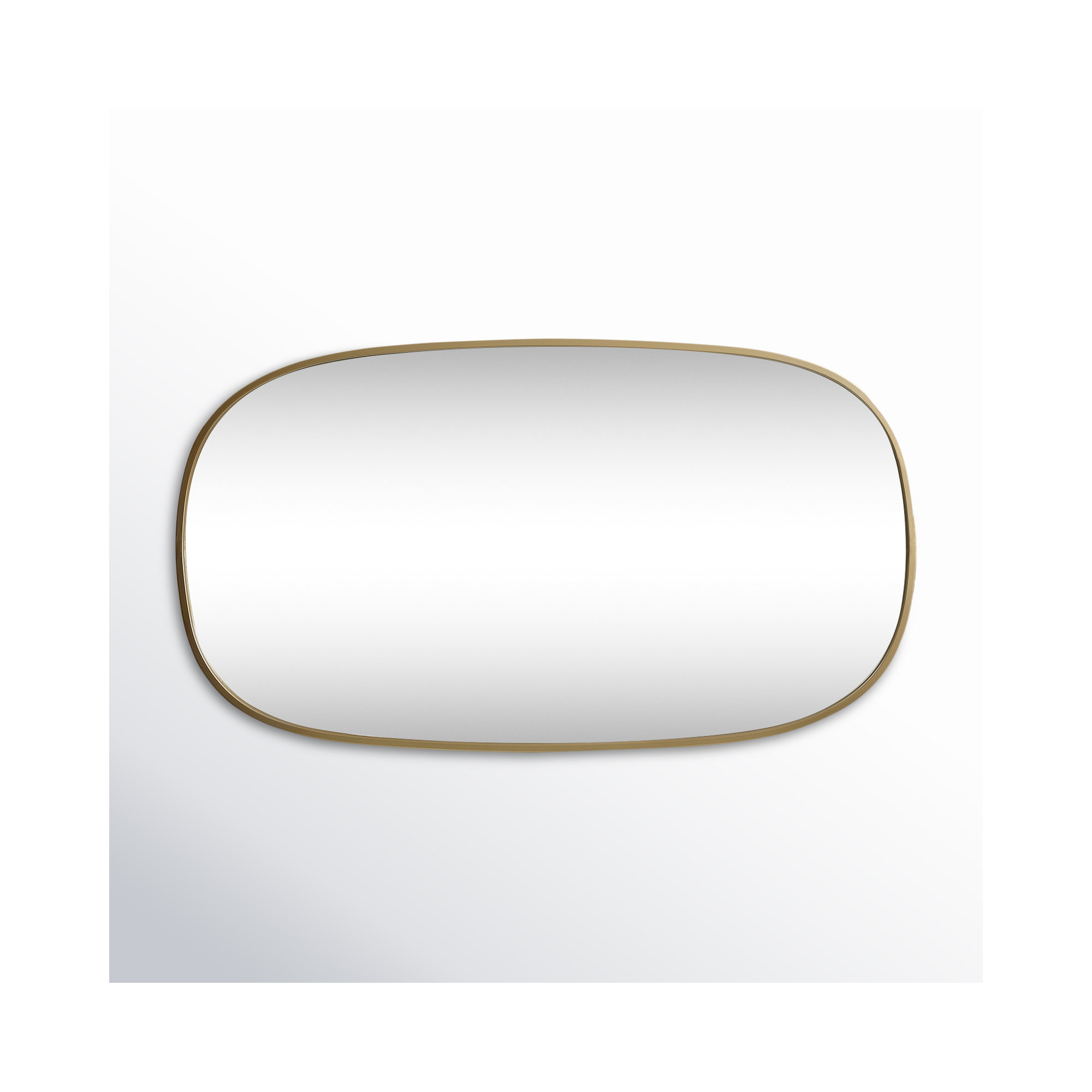 Sabine Metal Curved Oval Wall Mirror, 36" x 20", Brass