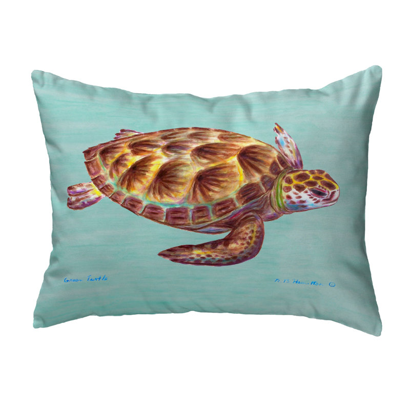 Sea Turtle Outdoor Reversible Throw Pillow, Teal