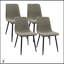 55 Inch MDF Wood Dining Table And Modern Linen Chair Set Of 4, Mid Century Design With Metal Base & Legs-1107136244-1107136251