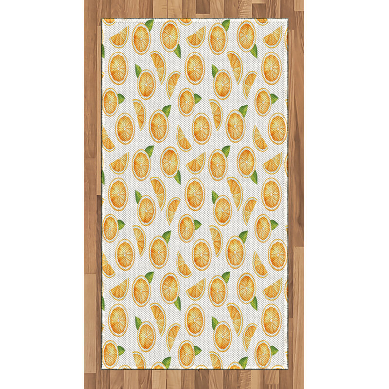 Tapis décoratif orange à haute densité de fibres longues en polyester, Rectangle 2 pi 7 po x 5 pi