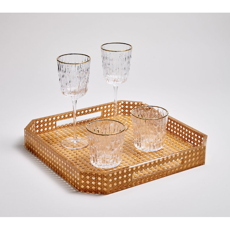 Bamboo Wine Glass, Clear/Gold