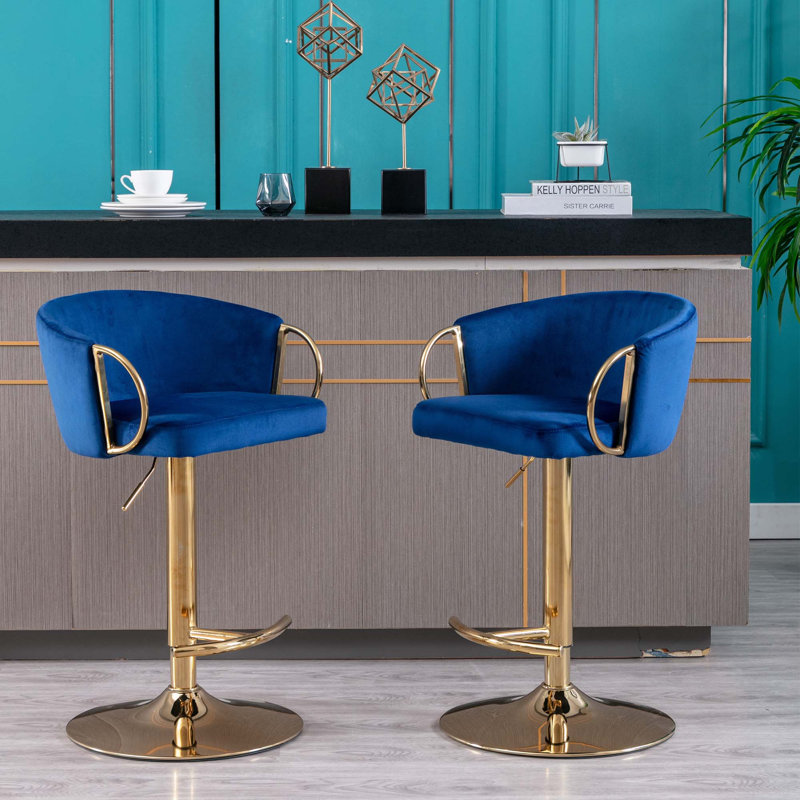 Tabouret à hauteur réglable Therman, Bleu marine