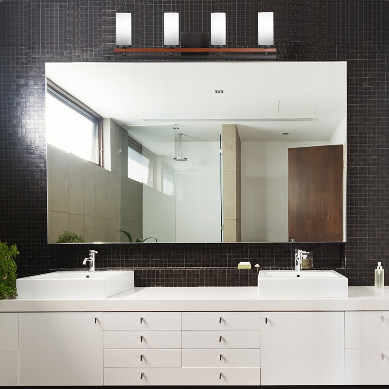 Belmont 4 Light Bath Bar, Matte Black/Painted Wood