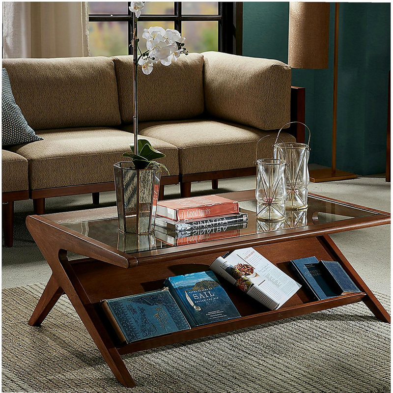 Rocket-shaped coffee table with tempered glass