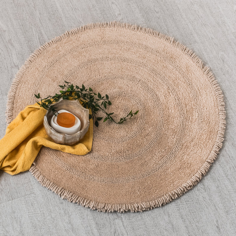 Raul Cotton Non-Slip Bath Mat, 36"W x 36"L , Beige