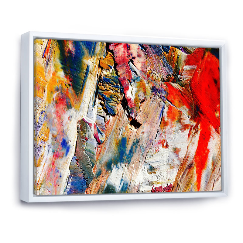 «Colorful Abstract Strokes», reproduction d'art sur toile flottante, H 16 po x l 32 po x P 1 po, Cadre flottant blanc