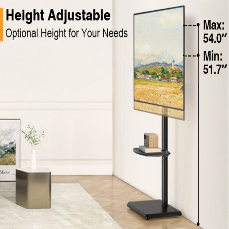 Height Adjustable TV Mount Stand With Wood Base Max Vesa 400x400mm, Black