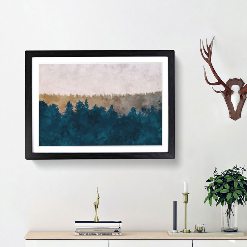 The Forest at Sunset - Picture Frame Painting Print, 62cm H x 87cm W x 2cm D, Black Framed