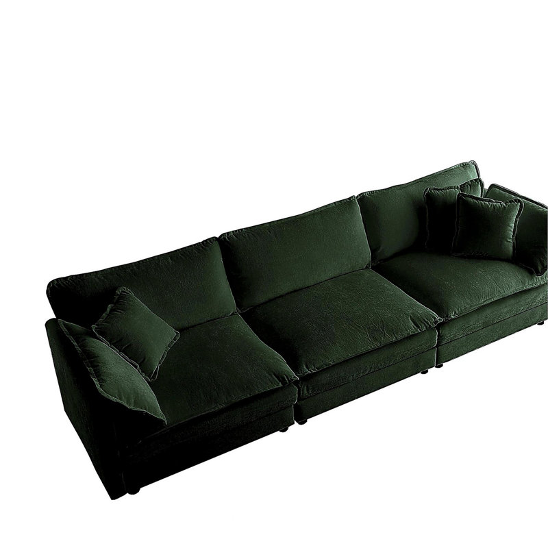 Canapé modulaire confortable à assise profonde et réversible modulaire à 6 places avec 3 repose-pieds, 3 coussins décoratifs et 2 coussins d'accoudoirs
