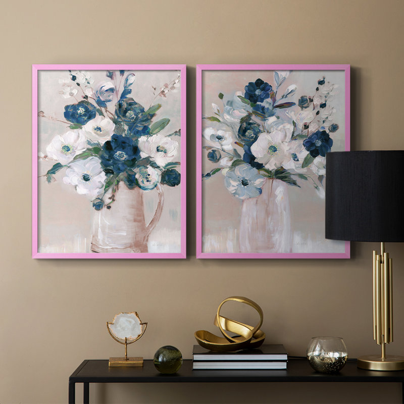 Touch of Teal Arrangement I-Premium, reproduction encadrée prête à accrocher - aucun clou requis - aucun clou requis, Rose