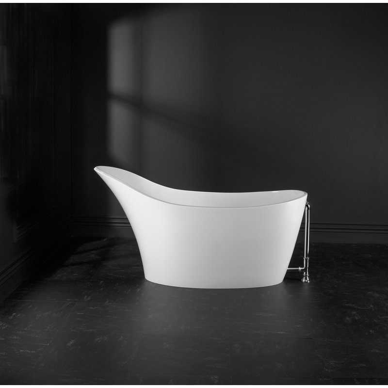 Amalfi 64.25" x 31.25" Freestanding Soaking Bathtub, Gloss White