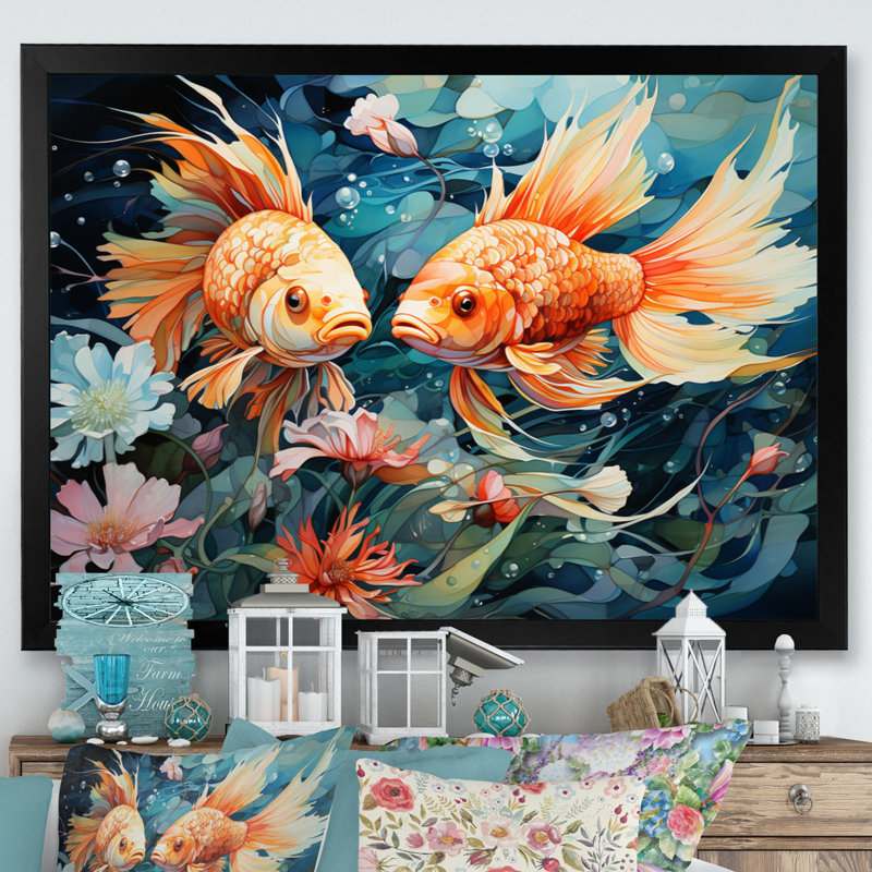 Pêche fantaisiste I - impression, H 34 po x l 44 po x P 1,5 po, Cadre simple noir
