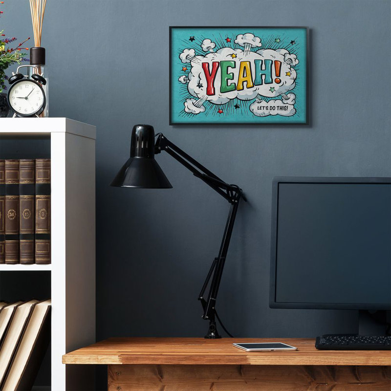 Oui! impression sur toile, "à motif bd rétro" par este kay, H 16 po x l 20 po x P 1,5 po, Giclée encadrée noir minuit