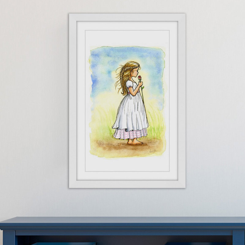 «Rose Girl», reproduction encadrée, H 18 po x l 12 po x P 1,5 po, Blanc / Jaune