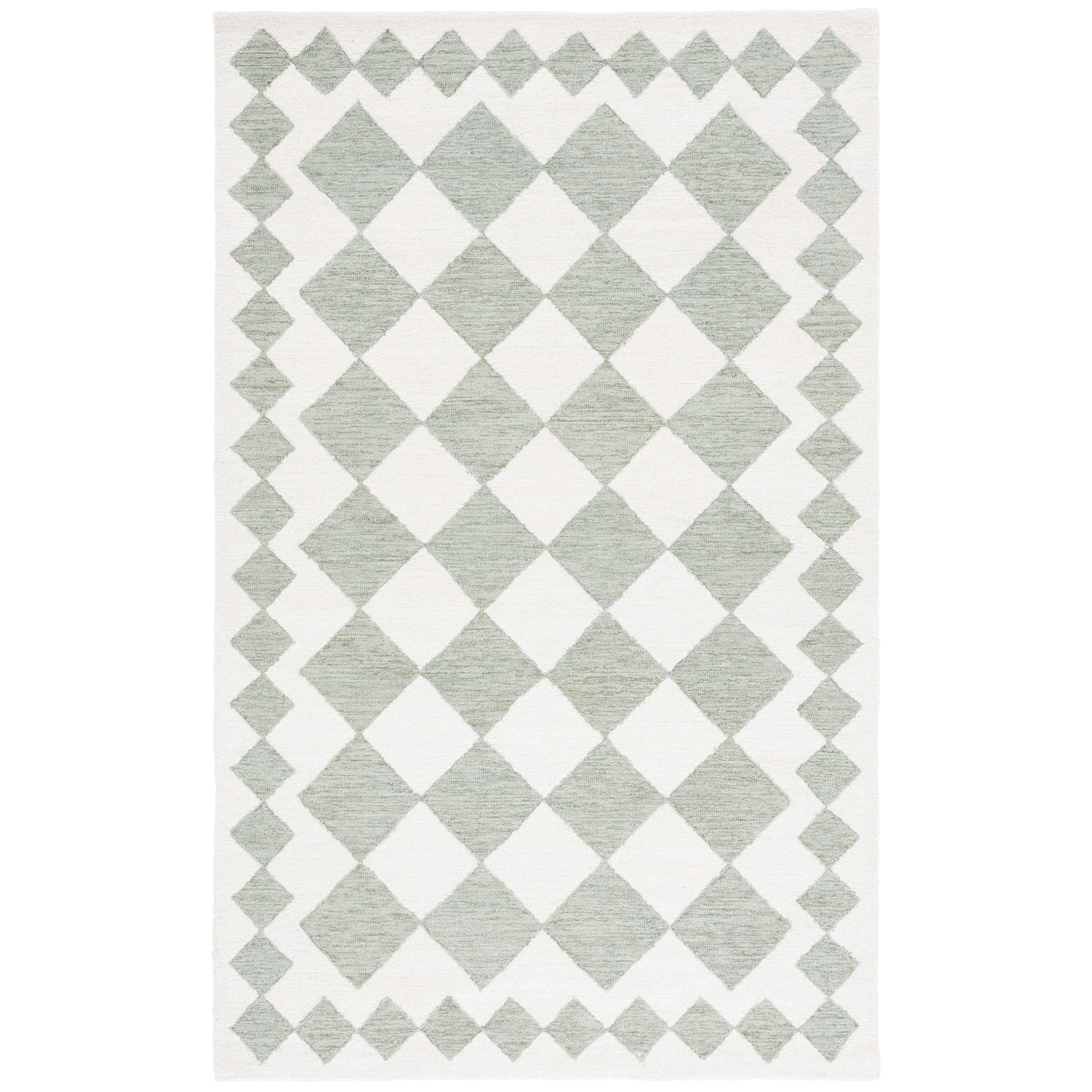 Claude Handmade Green / Ivory Rug, Rectangle 4' x 6'