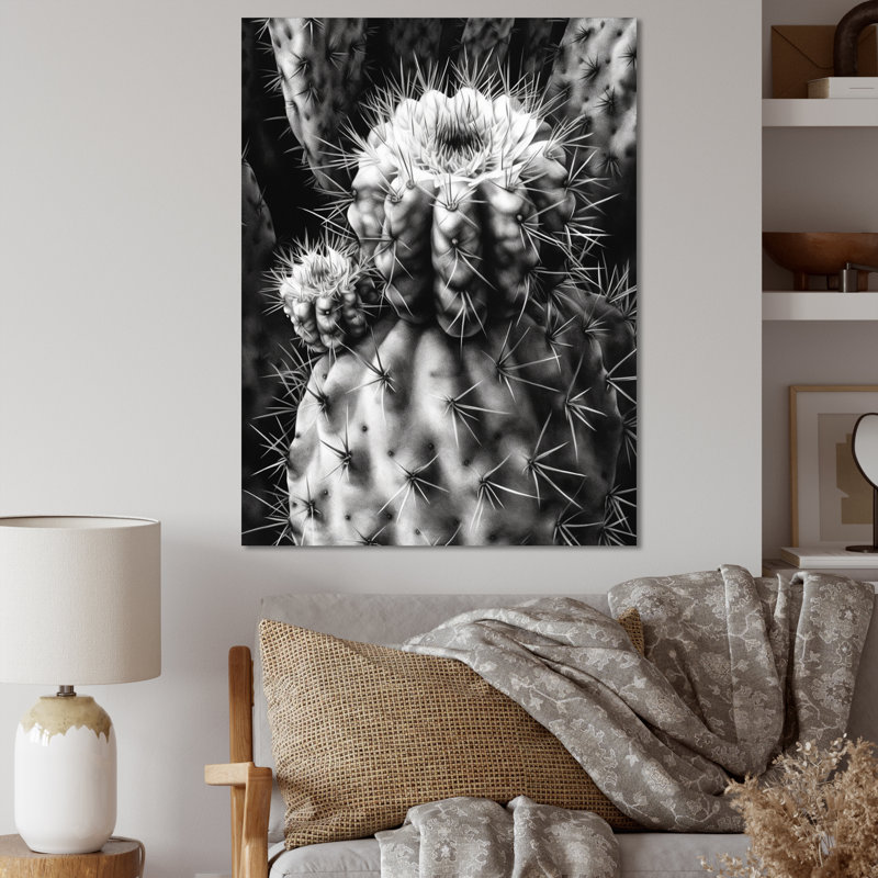 Nayonika " Gray Desert Cactus II ", 32" H x 16" W x 1" D, Wrapped Canvas