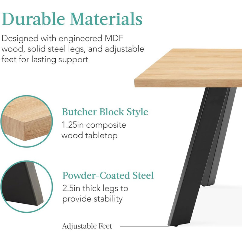 Natural Oak Extendable Dining Table with Black Steel Legs