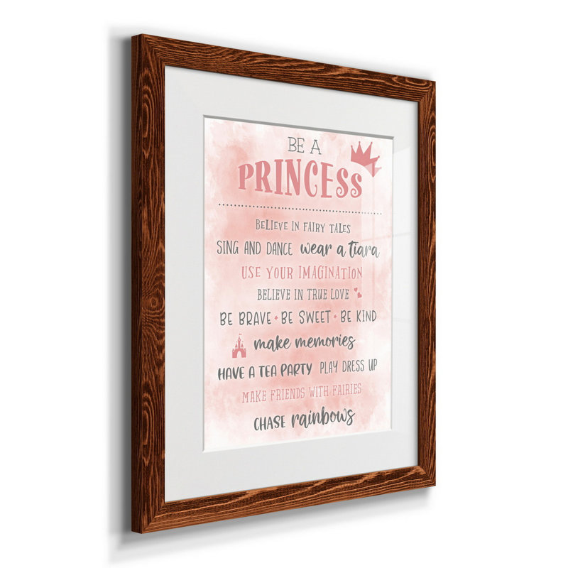 Be a Princess - Reproduction d'art textuel sur papier encadré, H 20 po x l 17 po x P 1,5 po, Érable