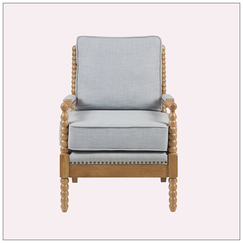 Fauteuil de 25,50 po Deview, Brun, Polyester bleu clair