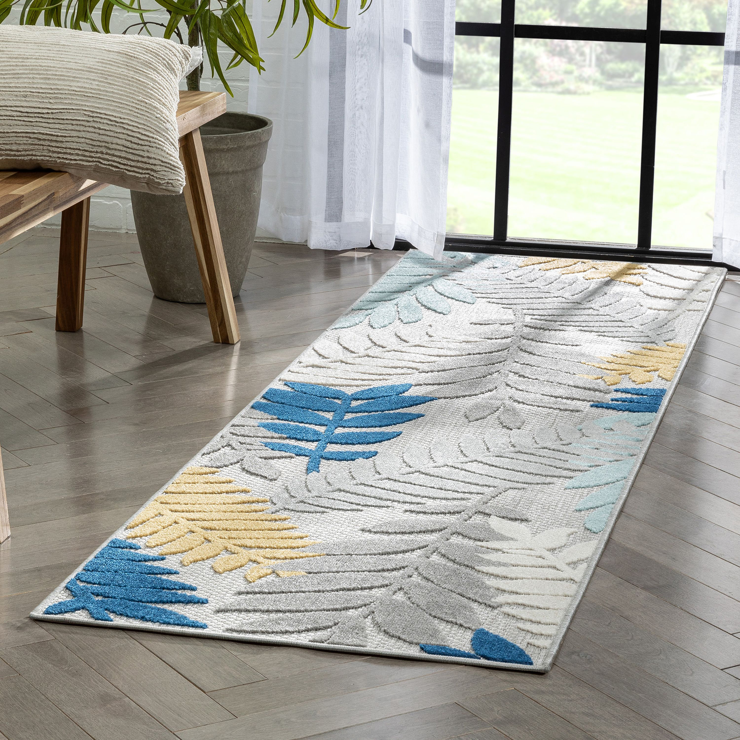 Weyland Floral Power Loom Blue/Orange Indoor/Outdoor Patio Rug World Menagerie Rug Size: Rectangle 12' x 15