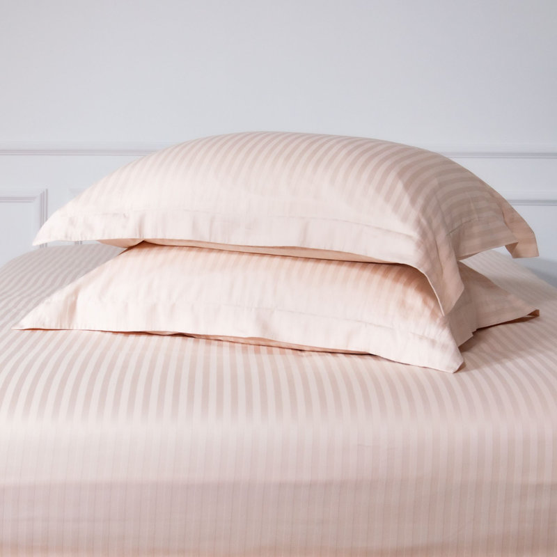 Mix & Match Bundle 200 Thread Count Striped Cotton Sateen Oxford Pillow Case, Cream